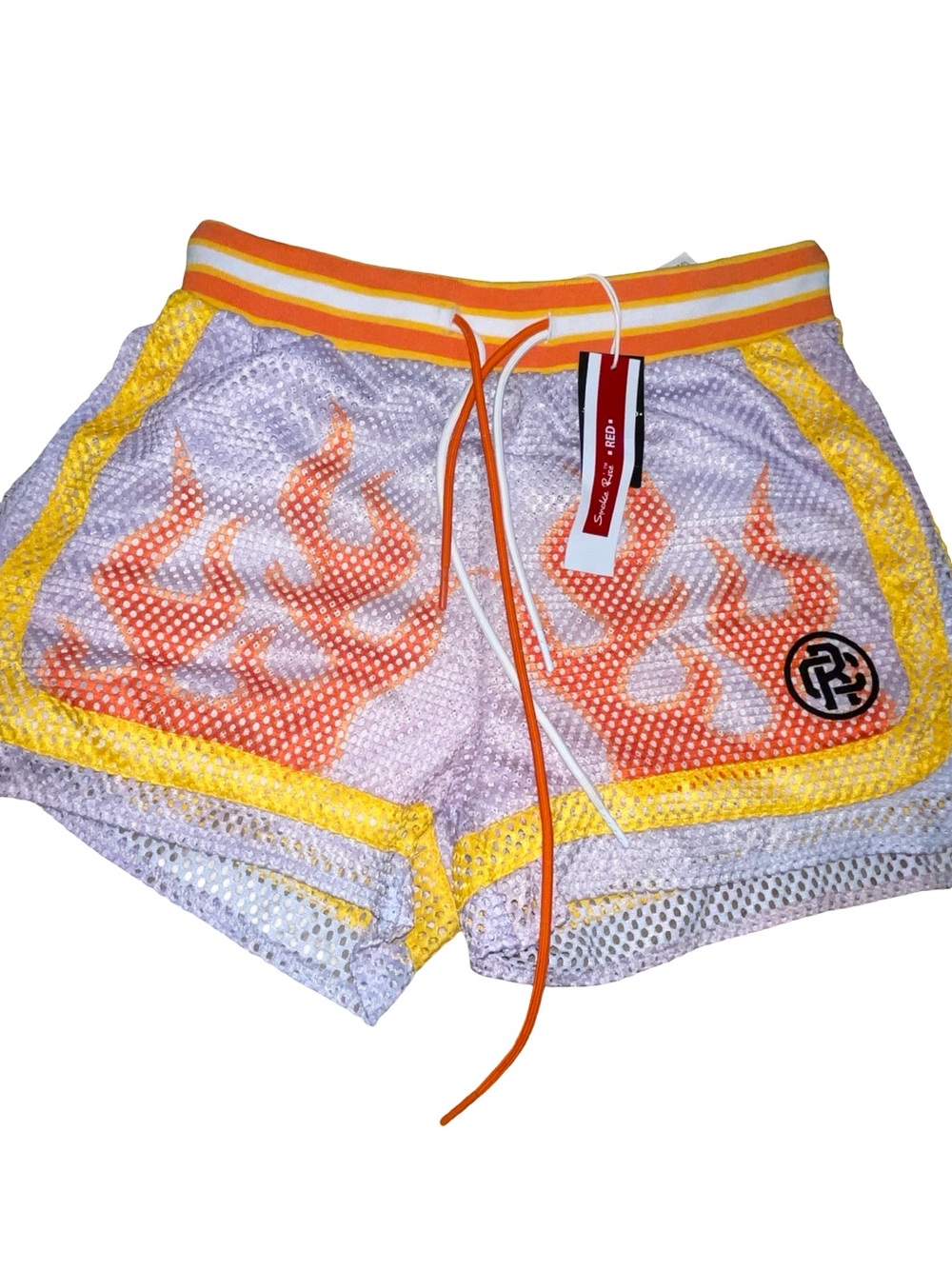 Smoke Rise RED Penny Flame Mesh Shorts - NWT size M